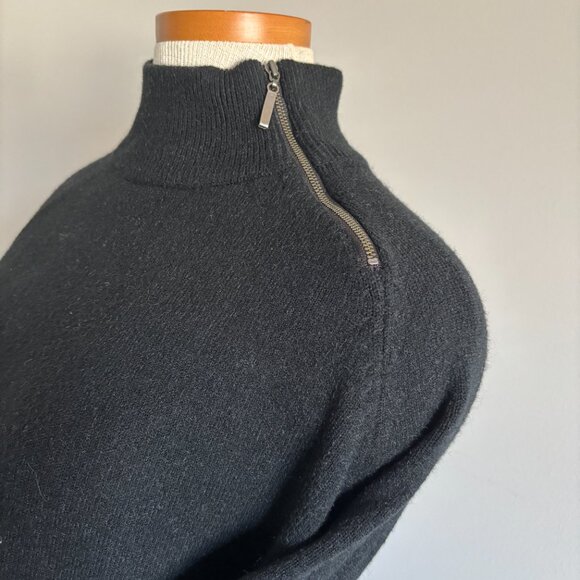 Charlie B Black Mock Neck Sweater with White Large Heart on Back - Zip Side Neck - Picture 3 of 8